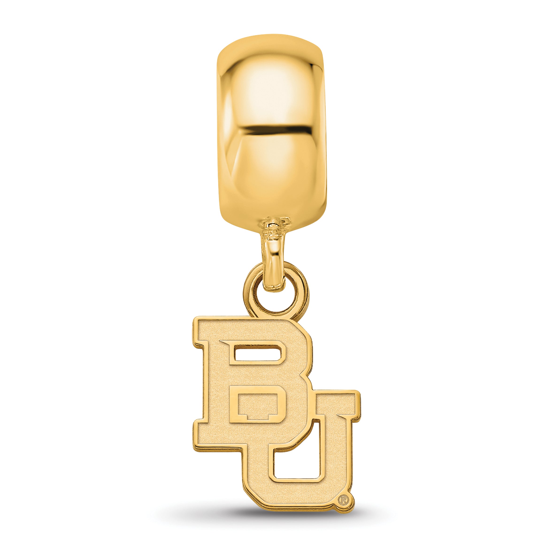 Sterling Silver Gold-plated LogoArt Baylor University Bears Extra Small Dangle Bead Charm