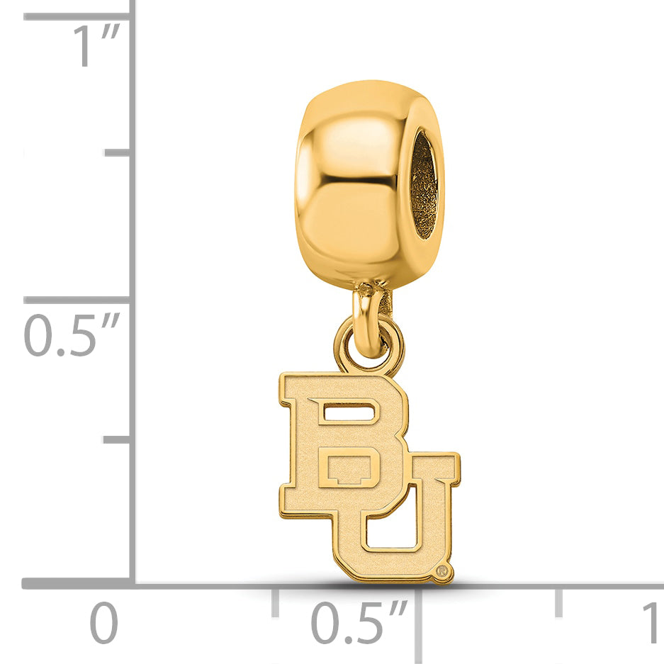 Sterling Silver Gold-plated LogoArt Baylor University Bears Extra Small Dangle Bead Charm