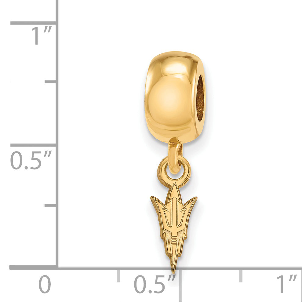 Sterling Silver Gold-plated LogoArt Arizona State University Pitchfork Extra Small Dangle Bead Charm