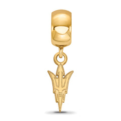 Sterling Silver Gold-plated LogoArt Arizona State University Pitchfork Small Dangle Bead Charm
