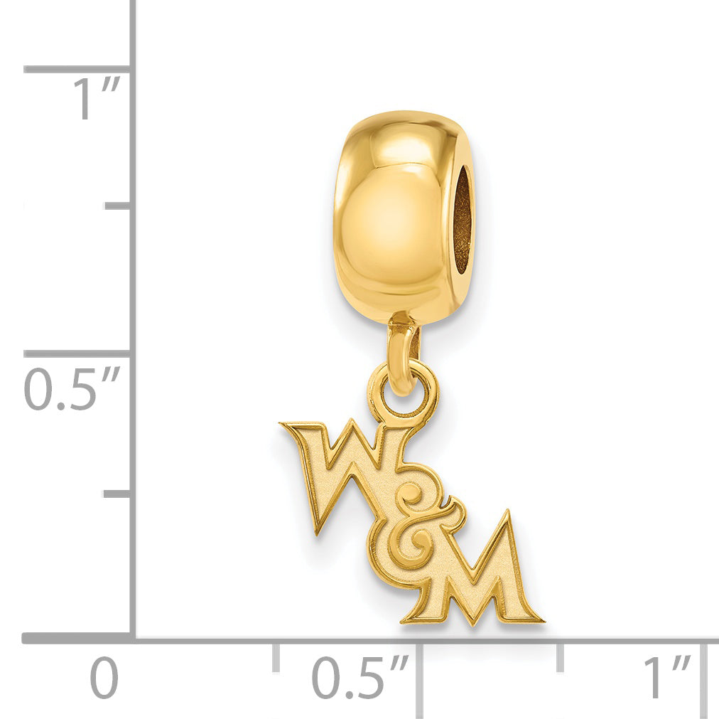 Sterling Silver Gold-plated LogoArt College of William and Mary Extra Small Dangle Bead Charm