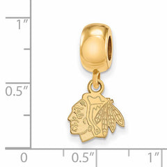 Sterling Silver Gold-plated NHL LogoArt Chicago Blackhawks Extra Small Dangle Bead