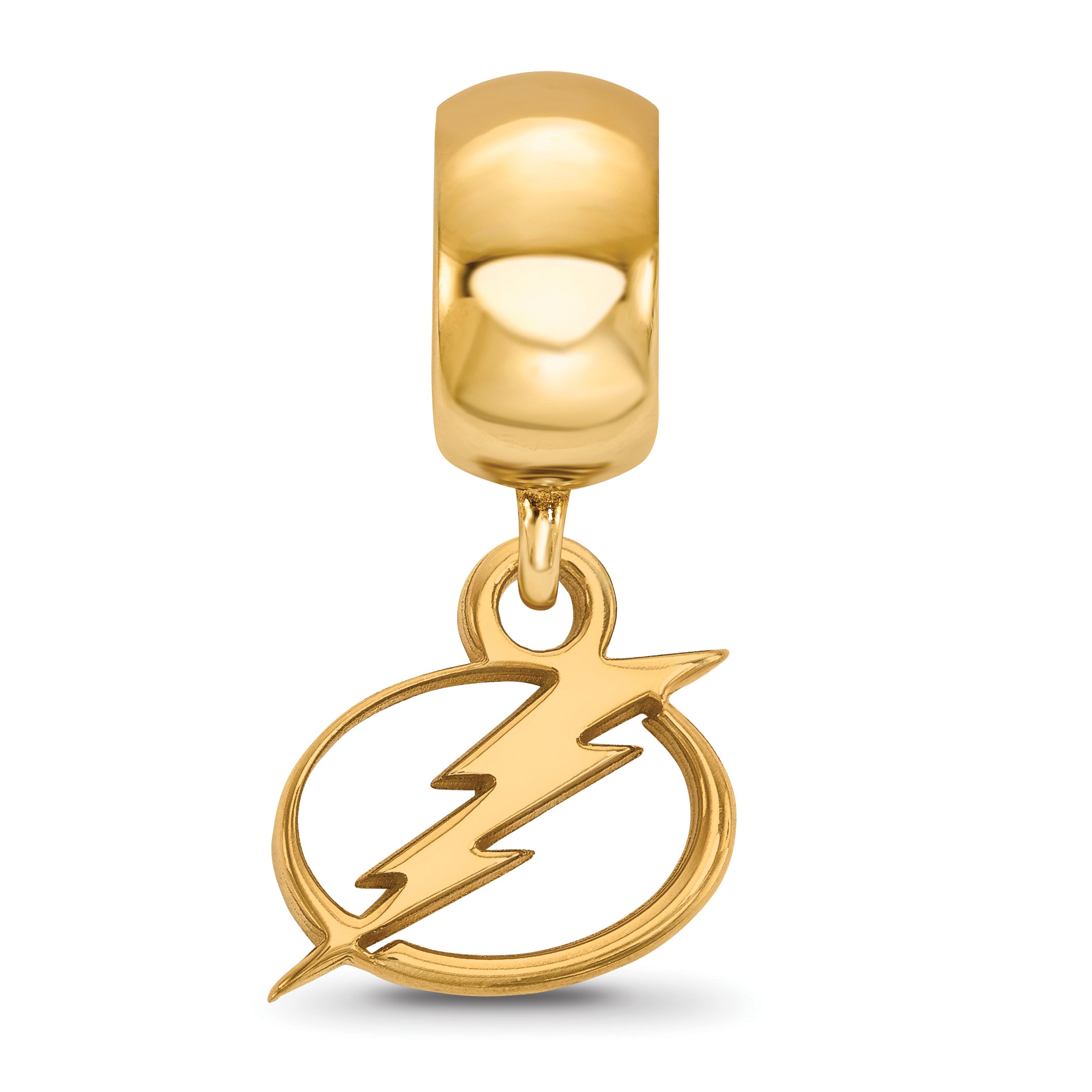 Sterling Silver Gold-plated NHL LogoArt Tampa Bay Lightning Extra Small Dangle Bead Charm