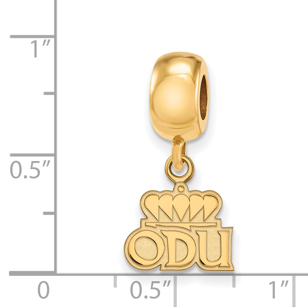 Sterling Silver Gold-plated Logo Art Old Dominion University O-D-U Extra Small Dangle Bead Charm