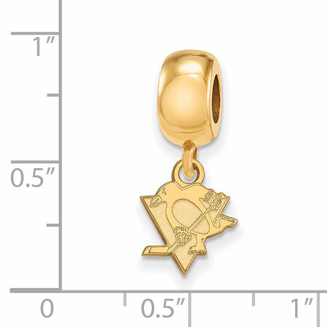 Sterling Silver Gold-plated NHL LogoArt Pittsburgh Penguins Extra Small Dangle Bead Charm
