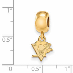 Sterling Silver Gold-plated NHL LogoArt Pittsburgh Penguins Extra Small Dangle Bead Charm