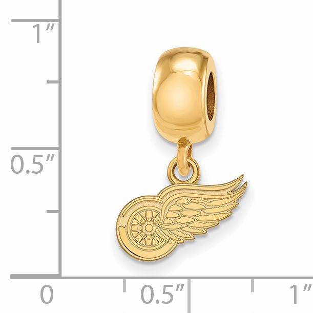 Sterling Silver Gold-plated NHL LogoArt Detroit Red Wings Extra Small Dangle Bead