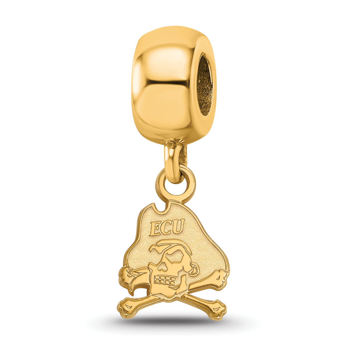 Sterling Silver Gold-plated LogoArt East Carolina University Pirate Extra Small Dangle Bead Charm