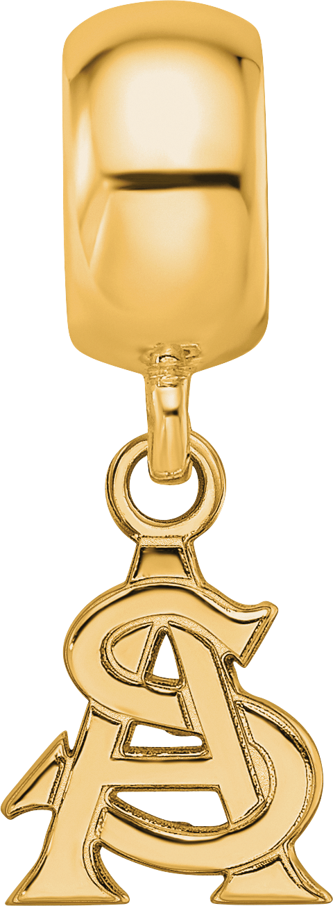 Sterling Silver Gold-plated LogoArt Arizona State University A-S Extra Small Dangle Bead Charm
