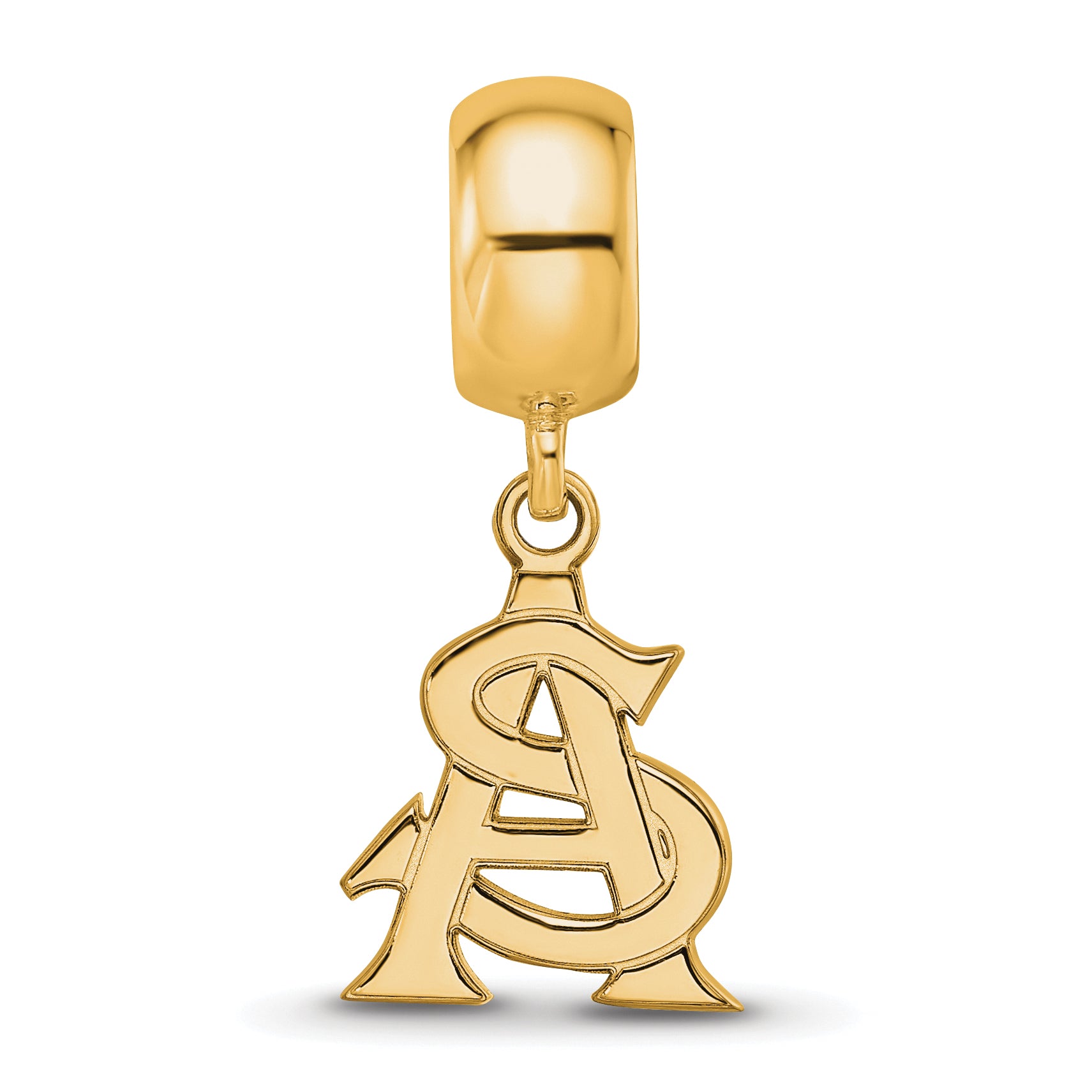 Sterling Silver Gold-plated LogoArt Arizona State University A-S Small Dangle Bead Charm