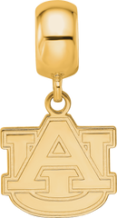 Sterling Silver Gold-plated LogoArt Auburn University A-U Small Dangle Bead Charm