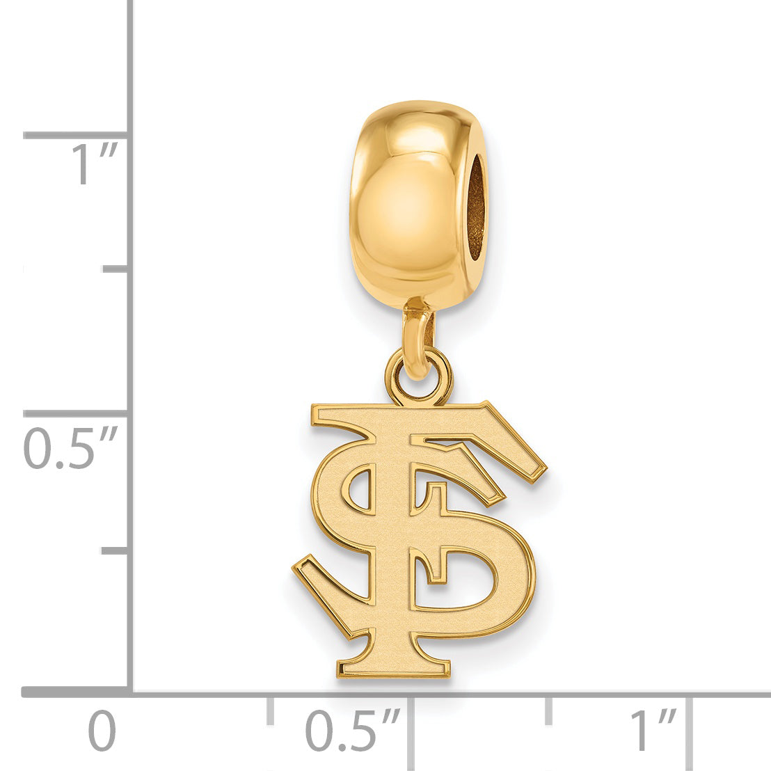 Sterling Silver Gold-plated LogoArt Florida State University F-S Small Dangle Bead Charm