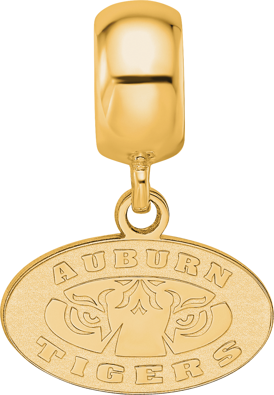Sterling Silver Gold-plated LogoArt Auburn Tigers Extra Small Dangle Bead Charm