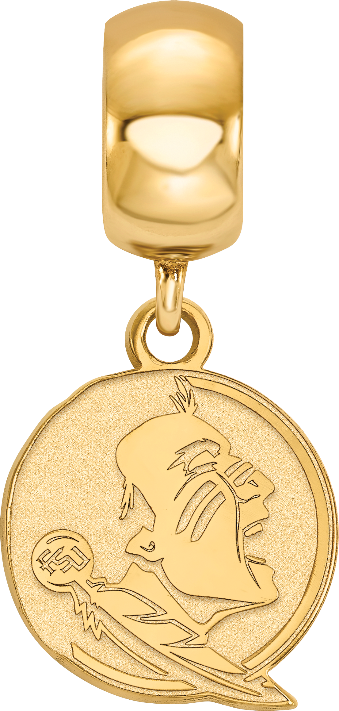 Sterling Silver Gold-plated LogoArt Florida State University Seminole Small Dangle Bead Charm