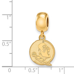 Sterling Silver Gold-plated LogoArt Florida State University Seminole Small Dangle Bead Charm