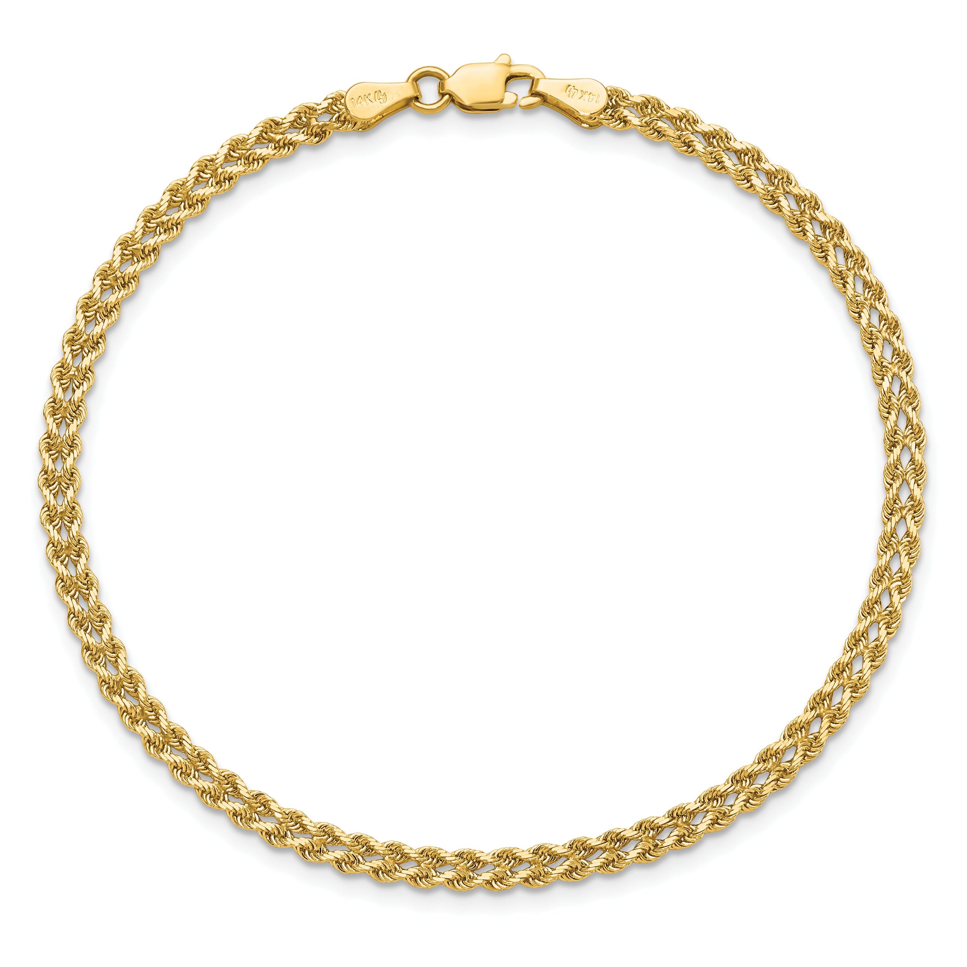 14K 3.0mm Wide Diamond-Cut Double Rope Chain