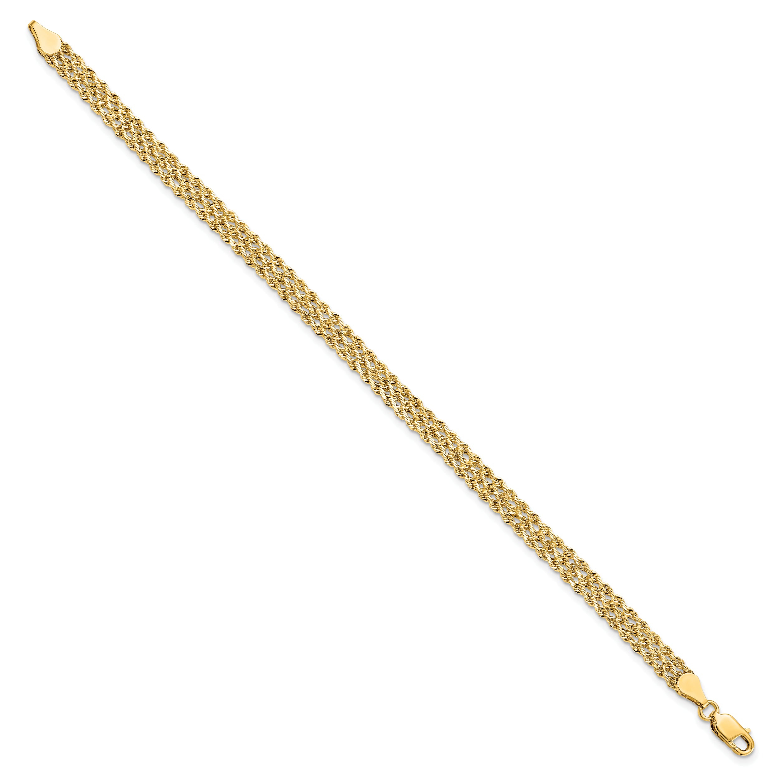 14K 4.5mm Wide Diamond-Cut Triple Rope Chain