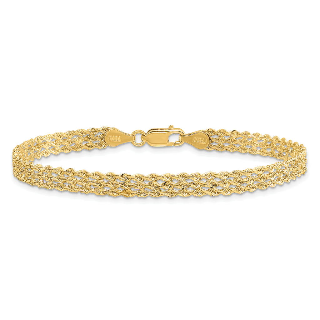 14K 4.5mm Wide Diamond-Cut Triple Rope Chain