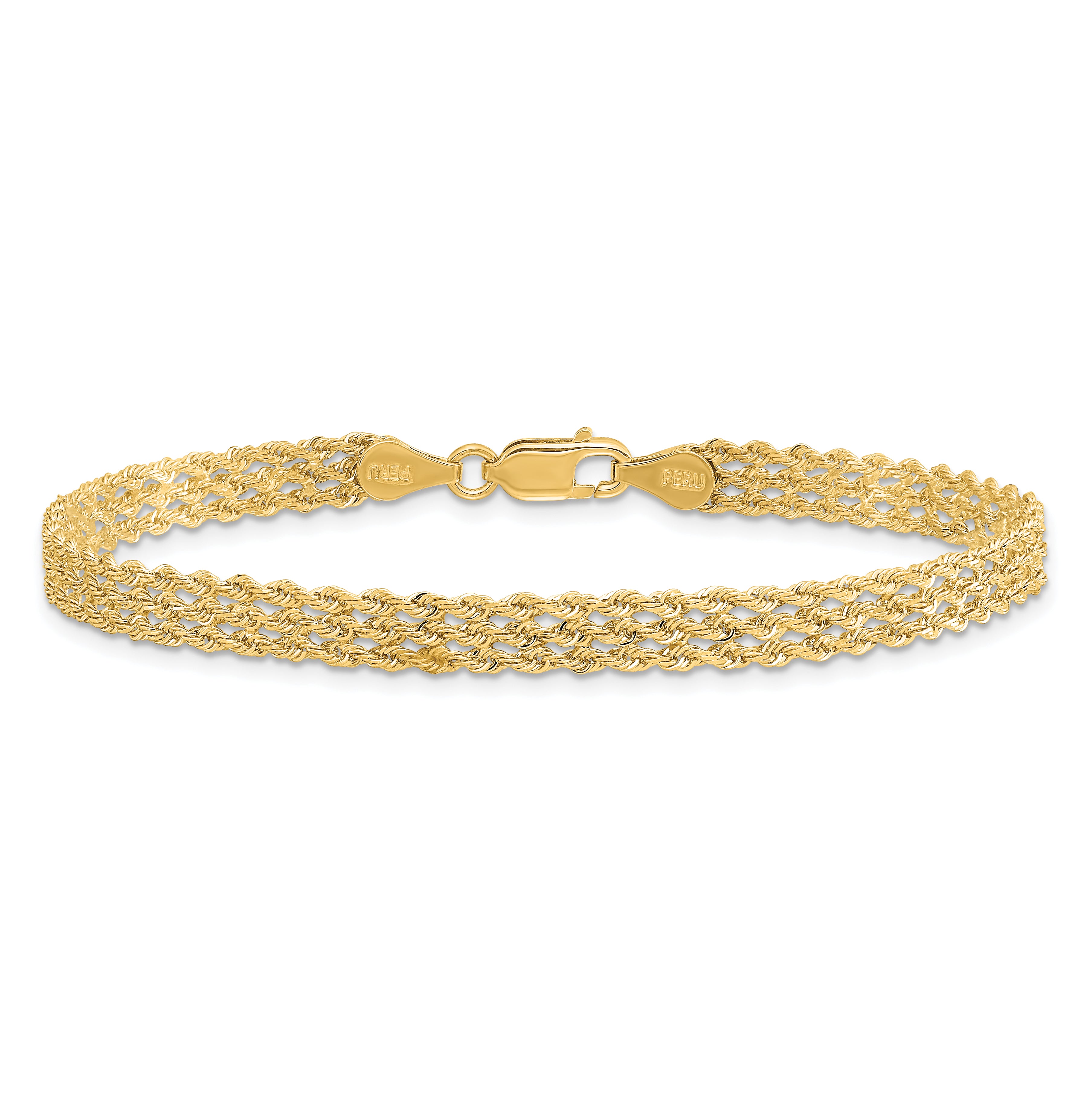 14K 4.5mm Wide Diamond-Cut Triple Rope Chain
