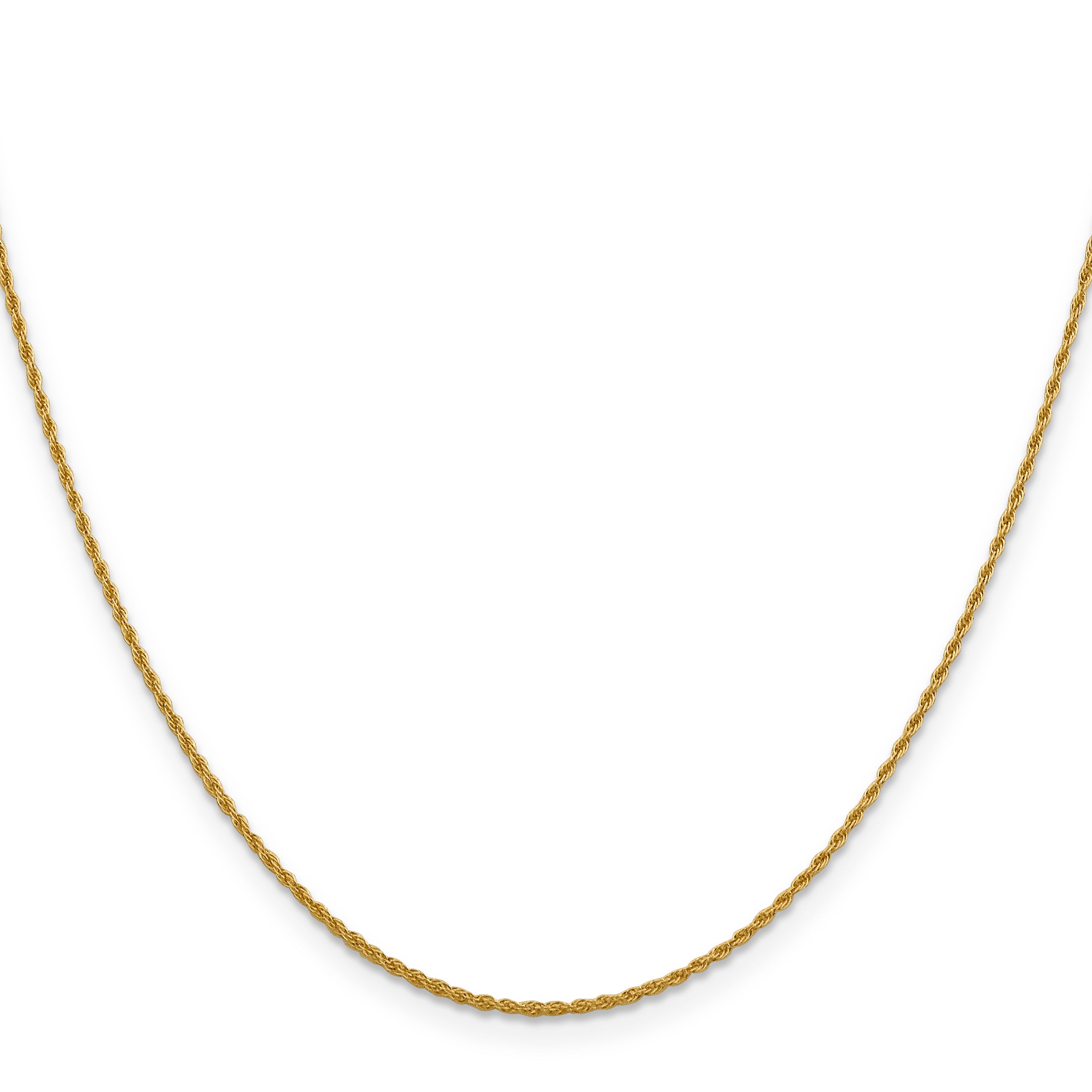 10K Gold Unisex Rope Chain Necklace with Polished Finish, 16 Inch