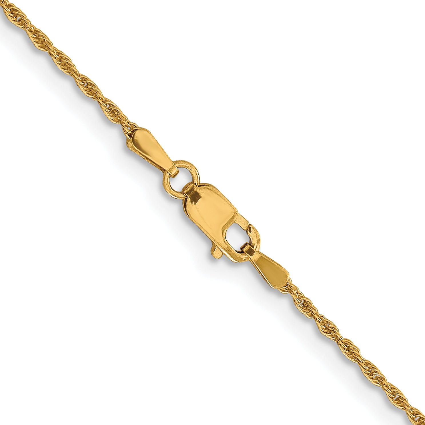 10K Gold Unisex Rope Chain Necklace with Polished Finish, 16 Inch