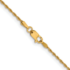 10K Gold Unisex Rope Chain Necklace with Polished Finish, 16 Inch