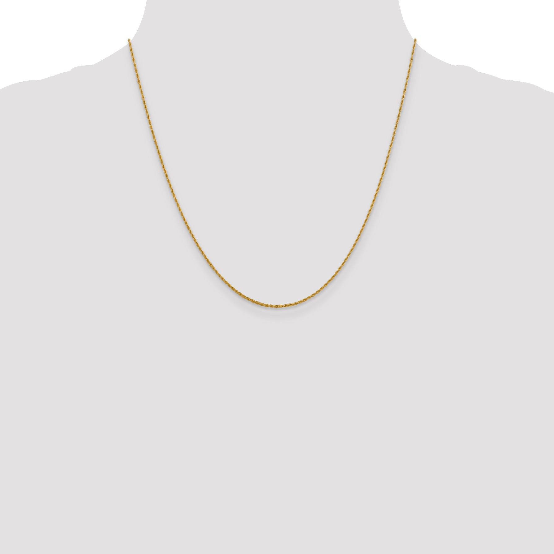 10K Gold Unisex Rope Chain Necklace with Polished Finish, 16 Inch