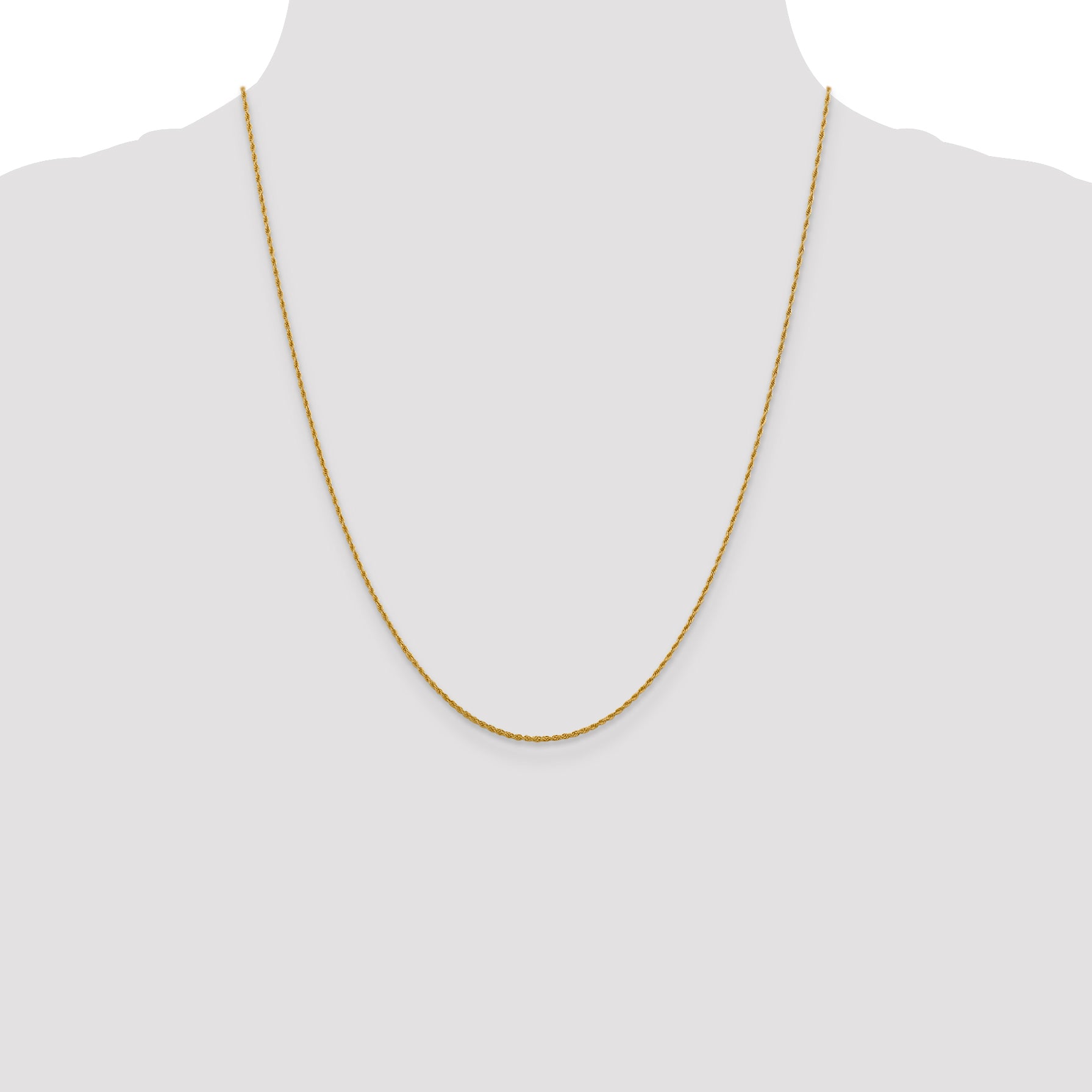 10K Gold Unisex Rope Chain Necklace with Polished Finish, 16 Inch