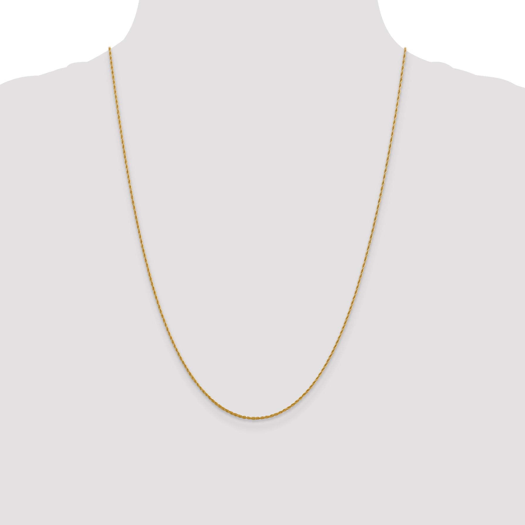 10K Gold Unisex Rope Chain Necklace with Polished Finish, 16 Inch