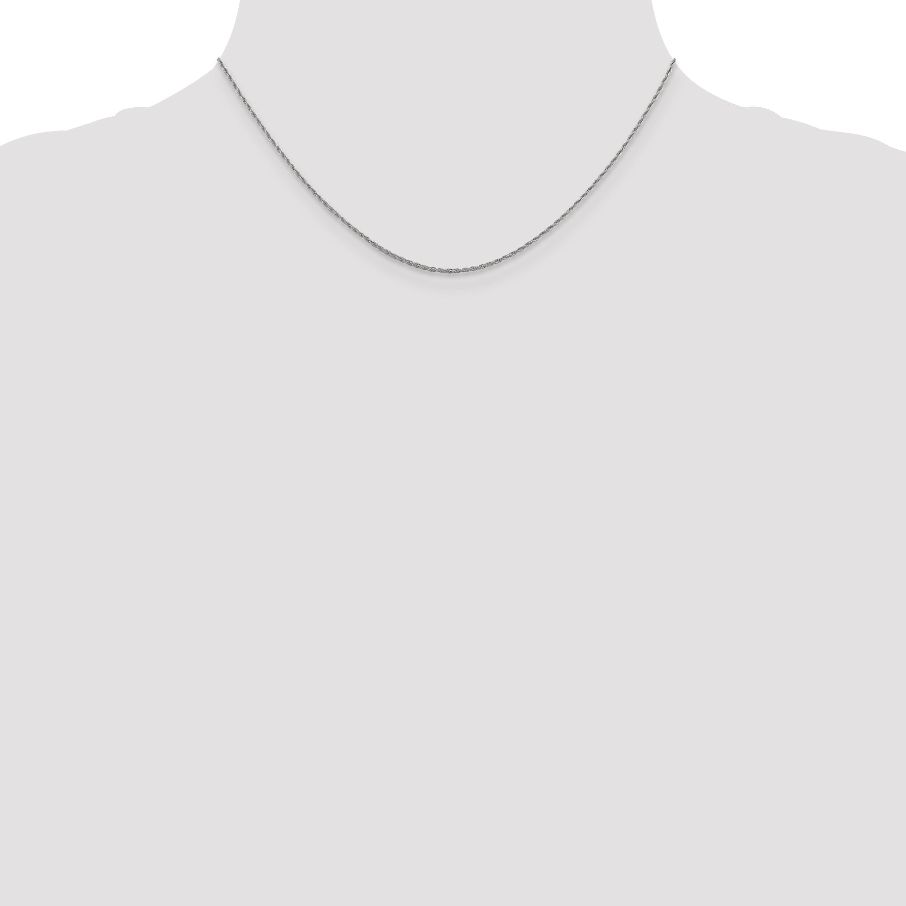 10K White Gold Polished Rope Necklace with Rhodium Finish Unisex