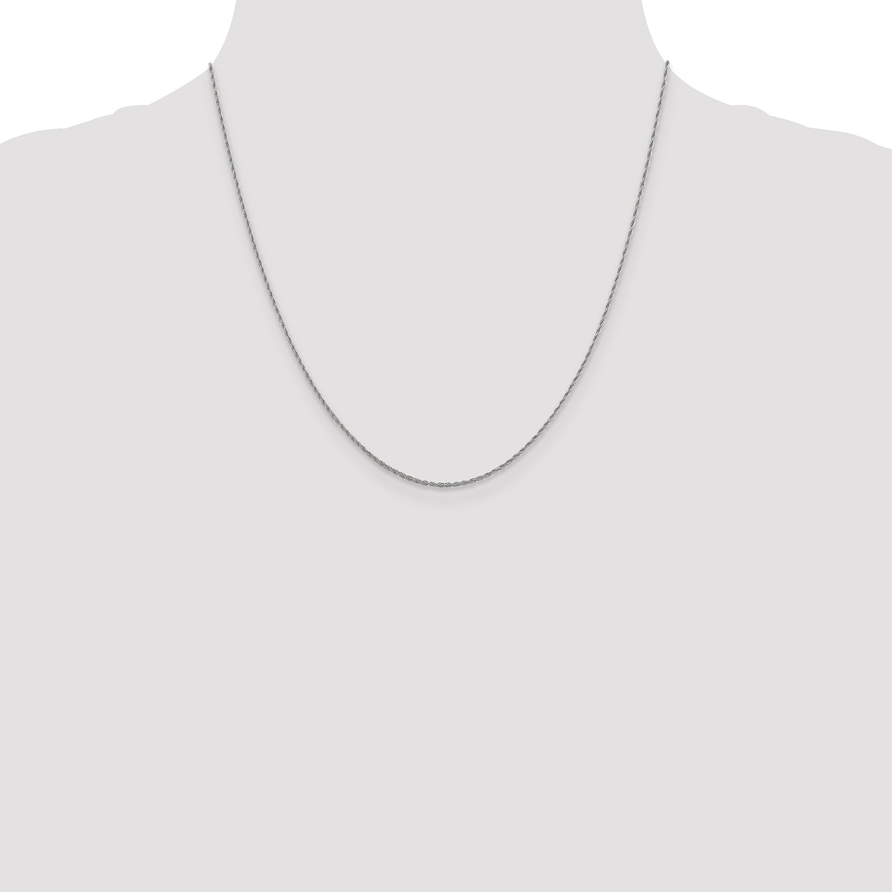 10K White Gold Polished Rope Necklace with Rhodium Finish Unisex