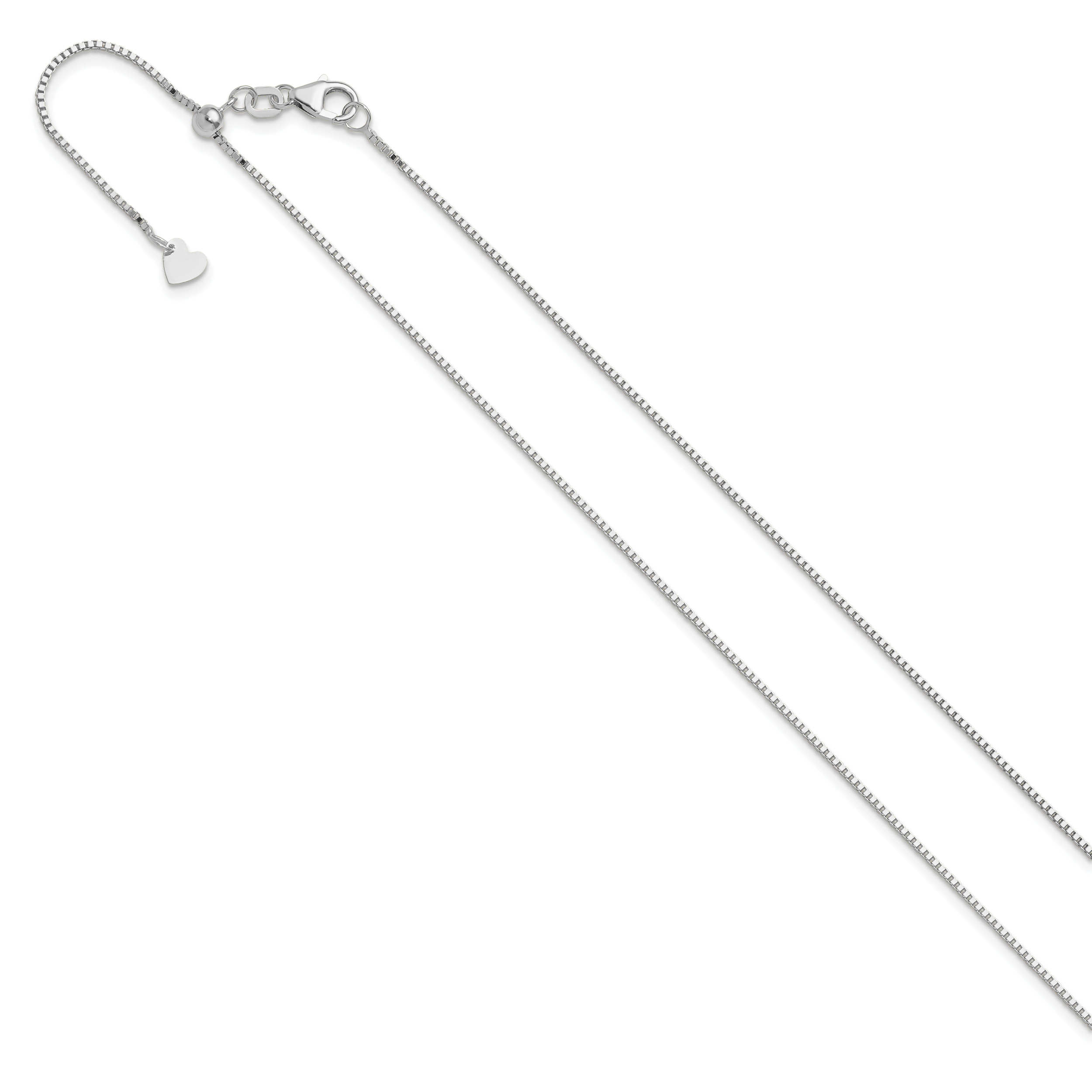 10K White Gold Adjustable .9mm Box Chain Secondary image