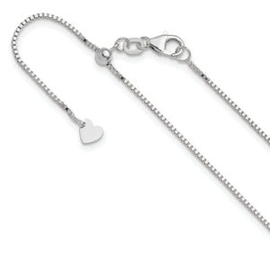Box Chain Necklace in 10K White Gold, 0.9mm Adjustable, 22 Inch - Sophia Jewelers
