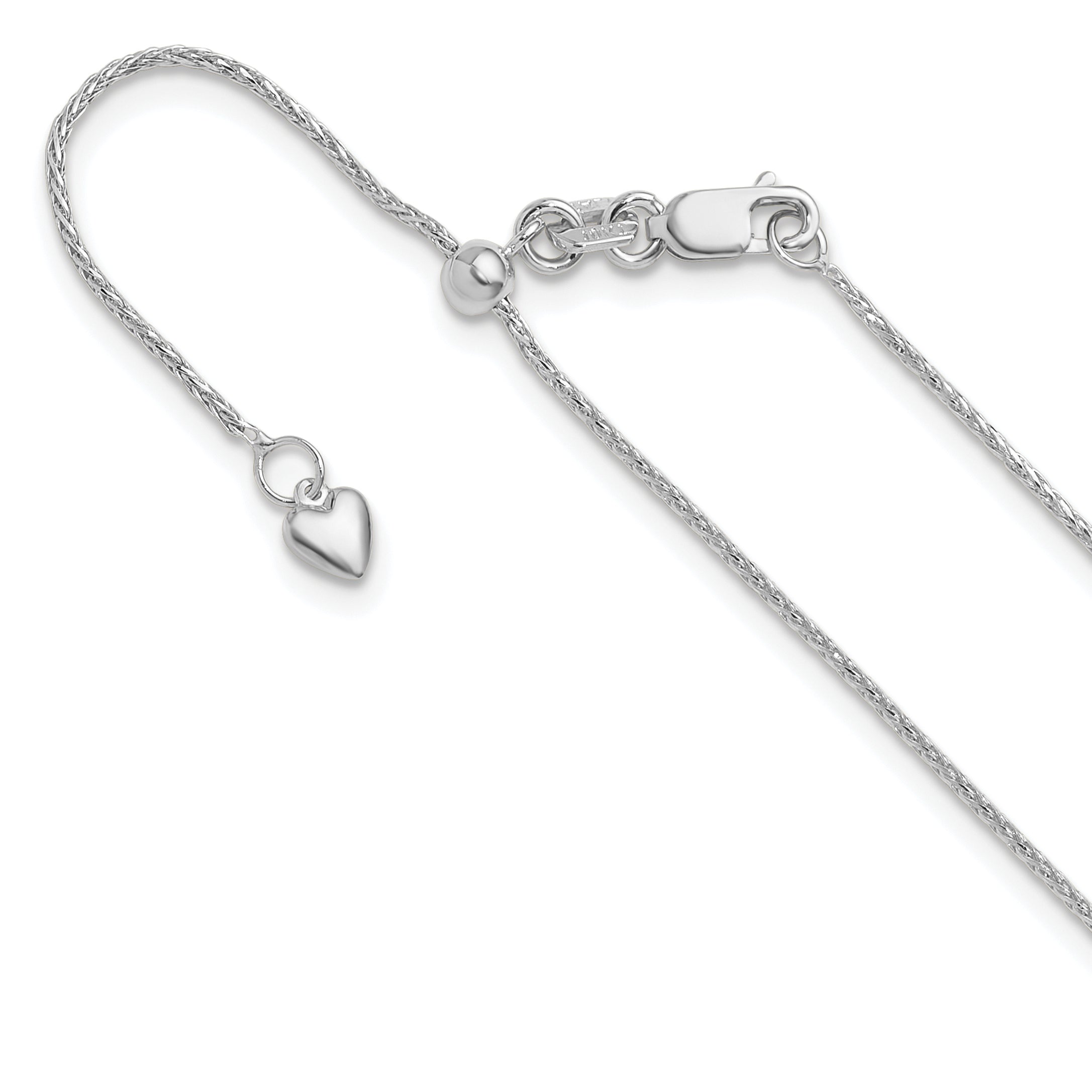 10K White Gold Adjustable 1mm Wheat Chain Main image