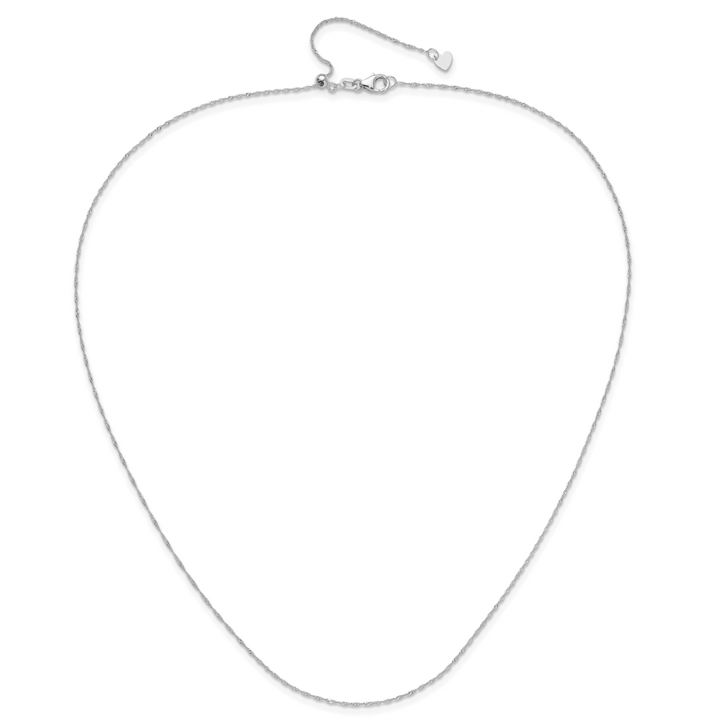 10K White Gold Adjustable 1mm Singapore Chain