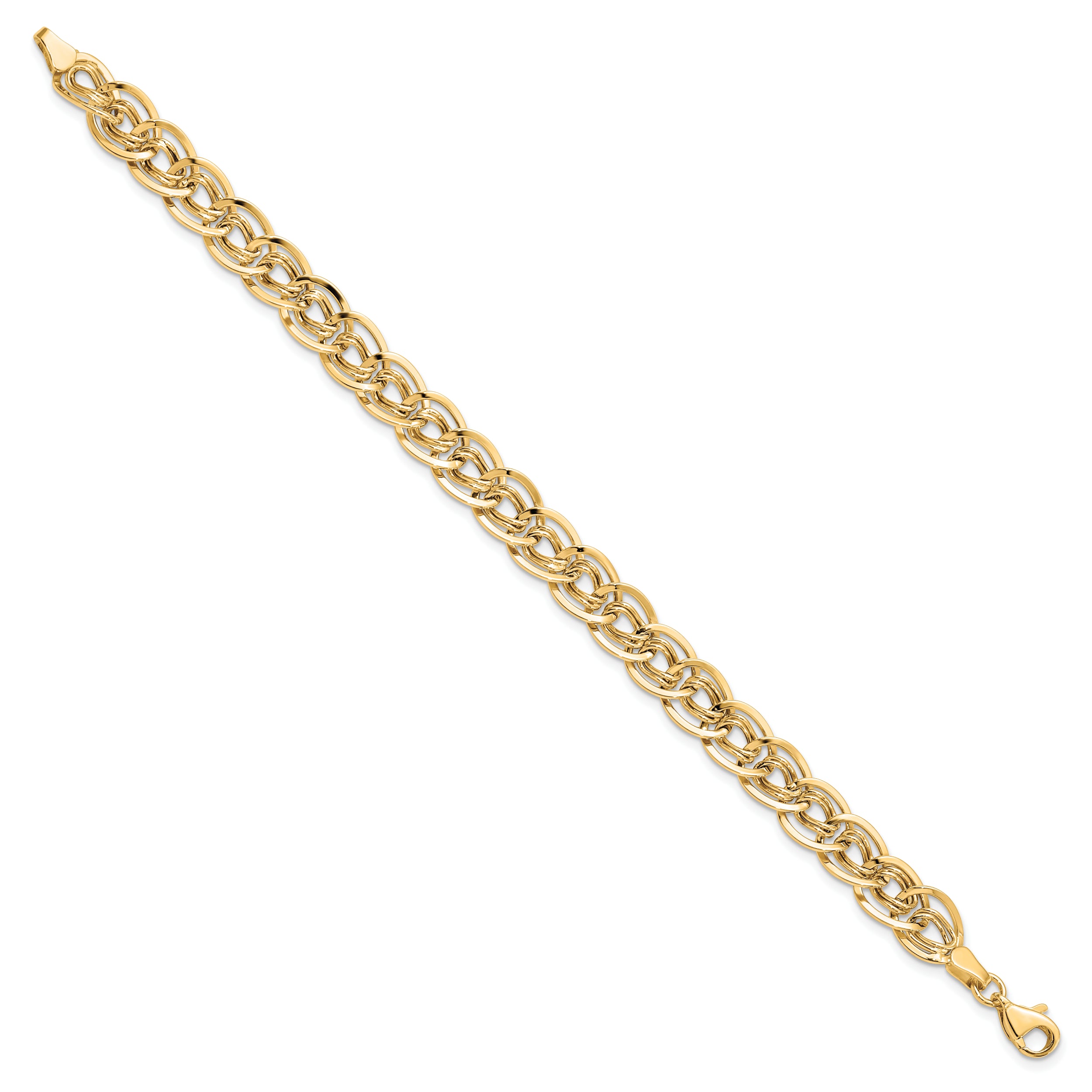10K Yellow Gold Triple Fancy Link Bracelet