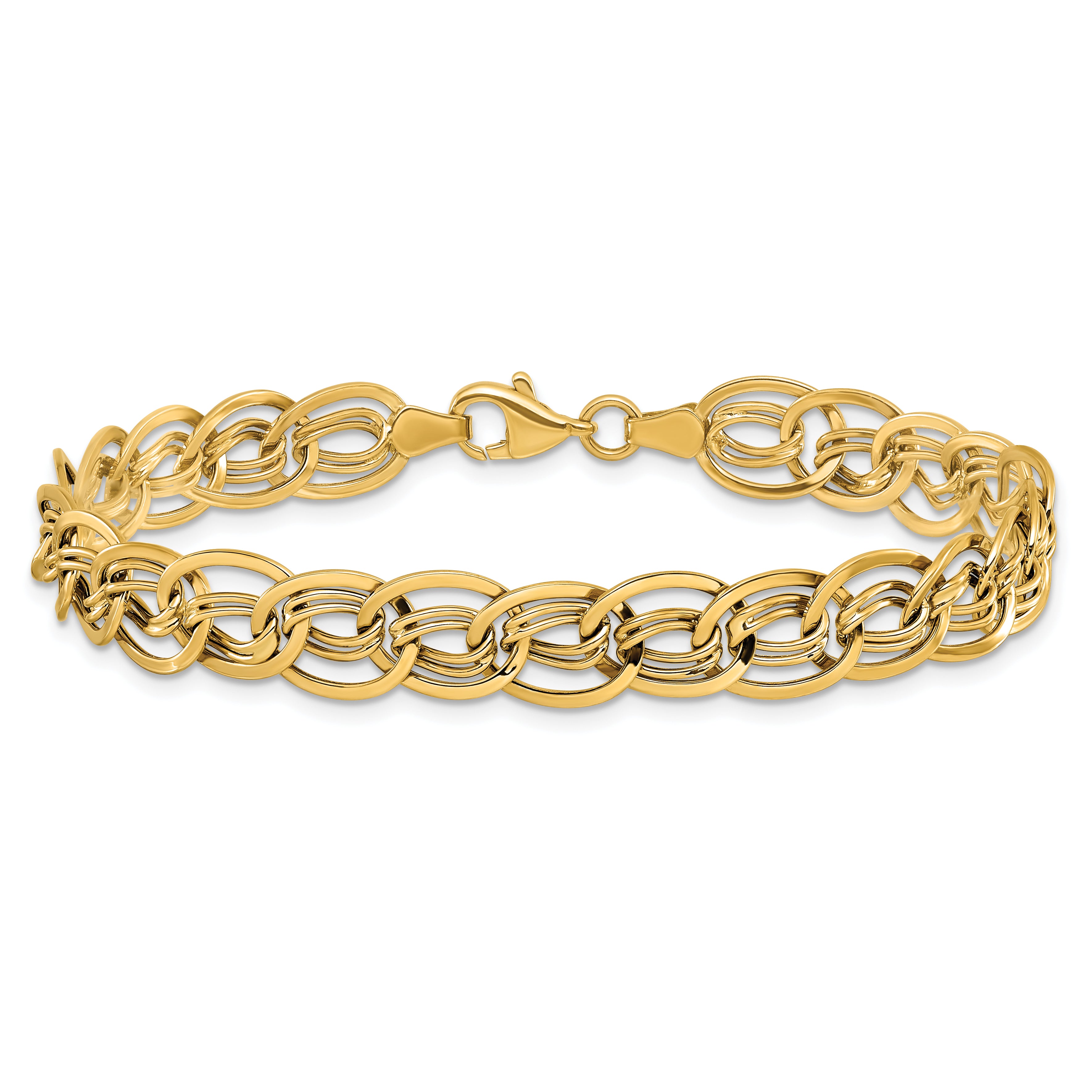 10K Yellow Gold Triple Fancy Link Bracelet