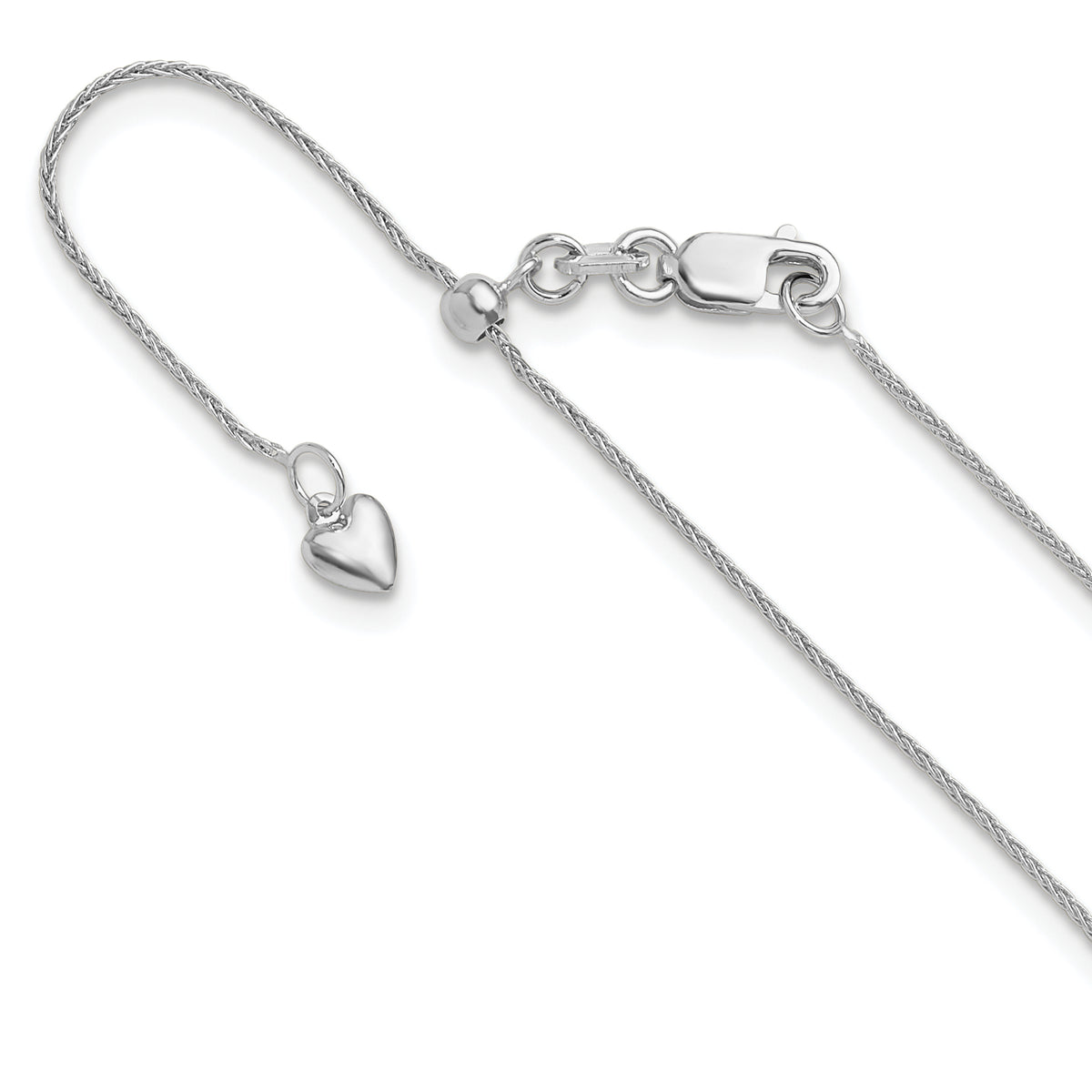 10K White Gold Adjustable .8mm Wheat Chain