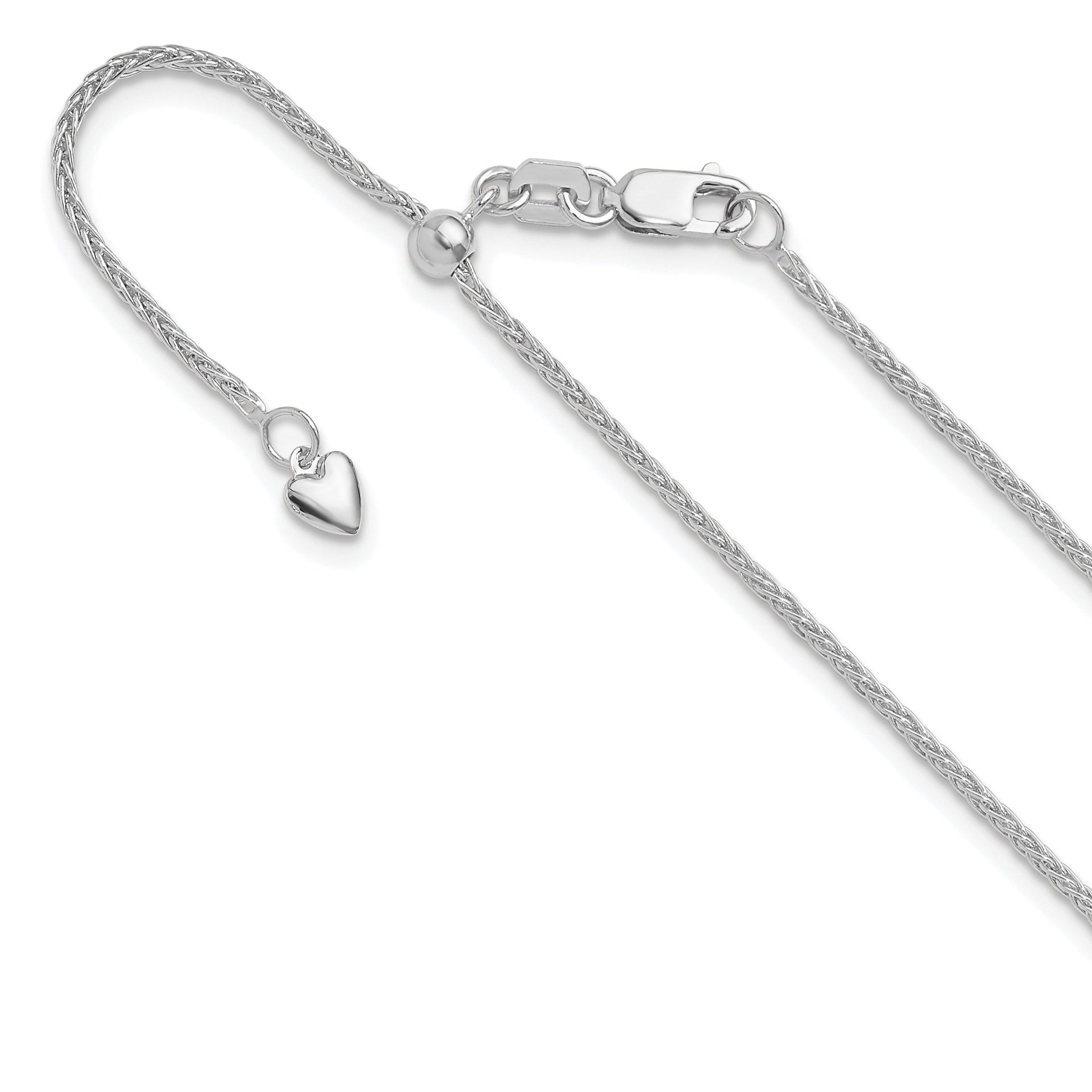 10K White Gold Adjustable 1.35mm Wheat Chain