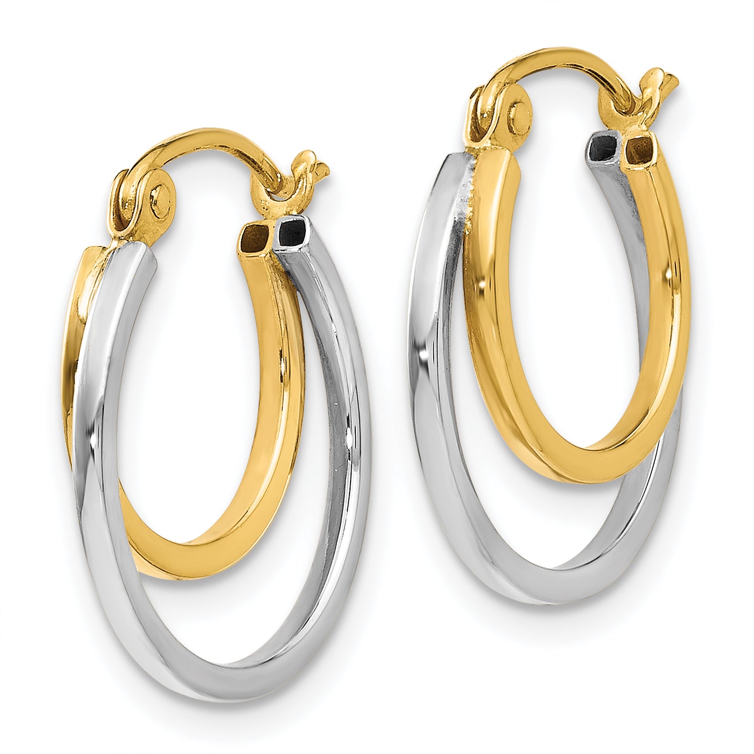 14K Two-tone Polished Hinged Hoop Earrings Secondary image
