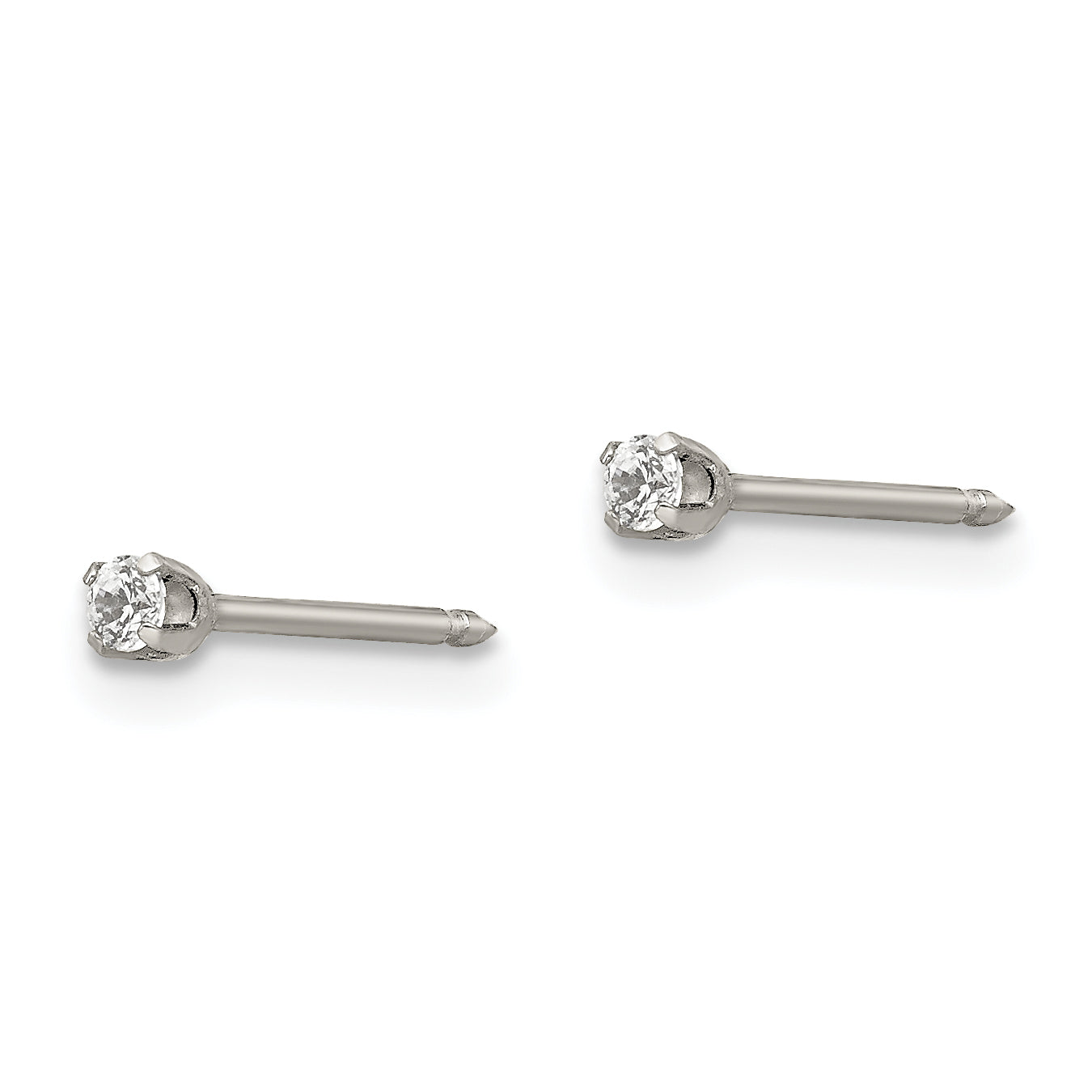 Sophia Jewelers Stainless Steel CZ Stud Earrings 2mm Polished Finish Secondary image
