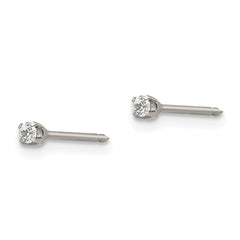 Inverness Stainless Steel Polished 2mm CZ Post Earrings