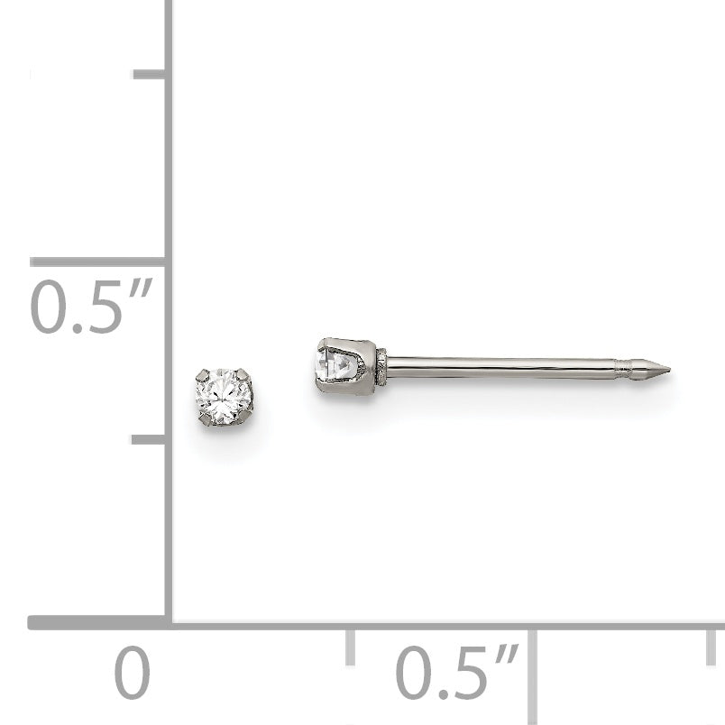 Inverness Stainless Steel Polished 2mm CZ Post Earrings