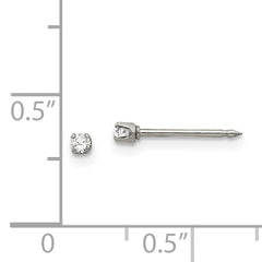 Inverness Stainless Steel Polished 2mm CZ Post Earrings