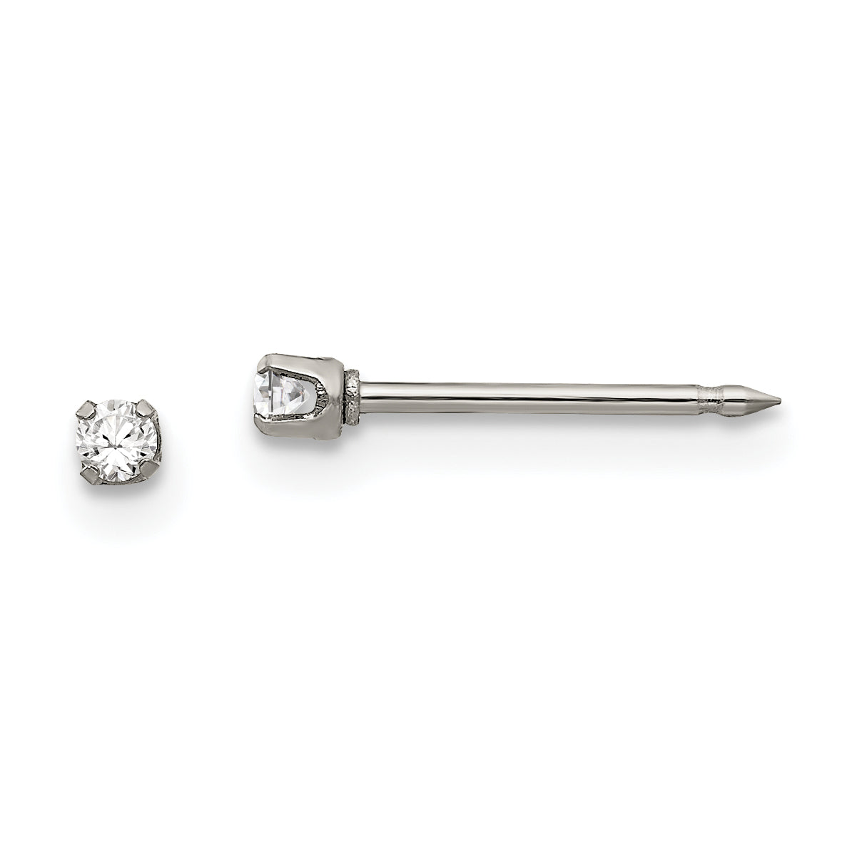 Inverness Stainless Steel Polished 2mm CZ Post Earrings Main image