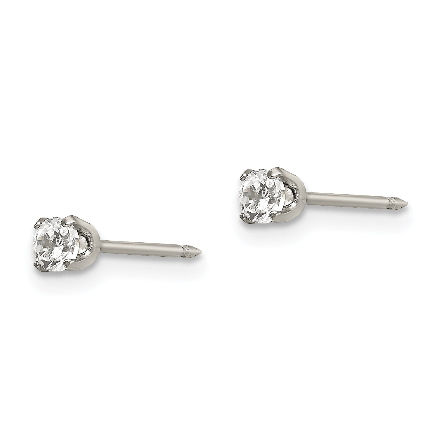 Inverness Stainless Steel CZ Stud Earrings  Polished 3mm Elegant Design