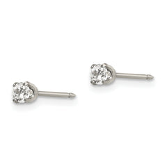 Inverness Stainless Steel CZ Stud Earrings  Polished 3mm Elegant Design
