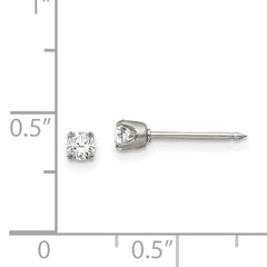 Inverness Stainless Steel Polished 3mm CZ Post Earrings