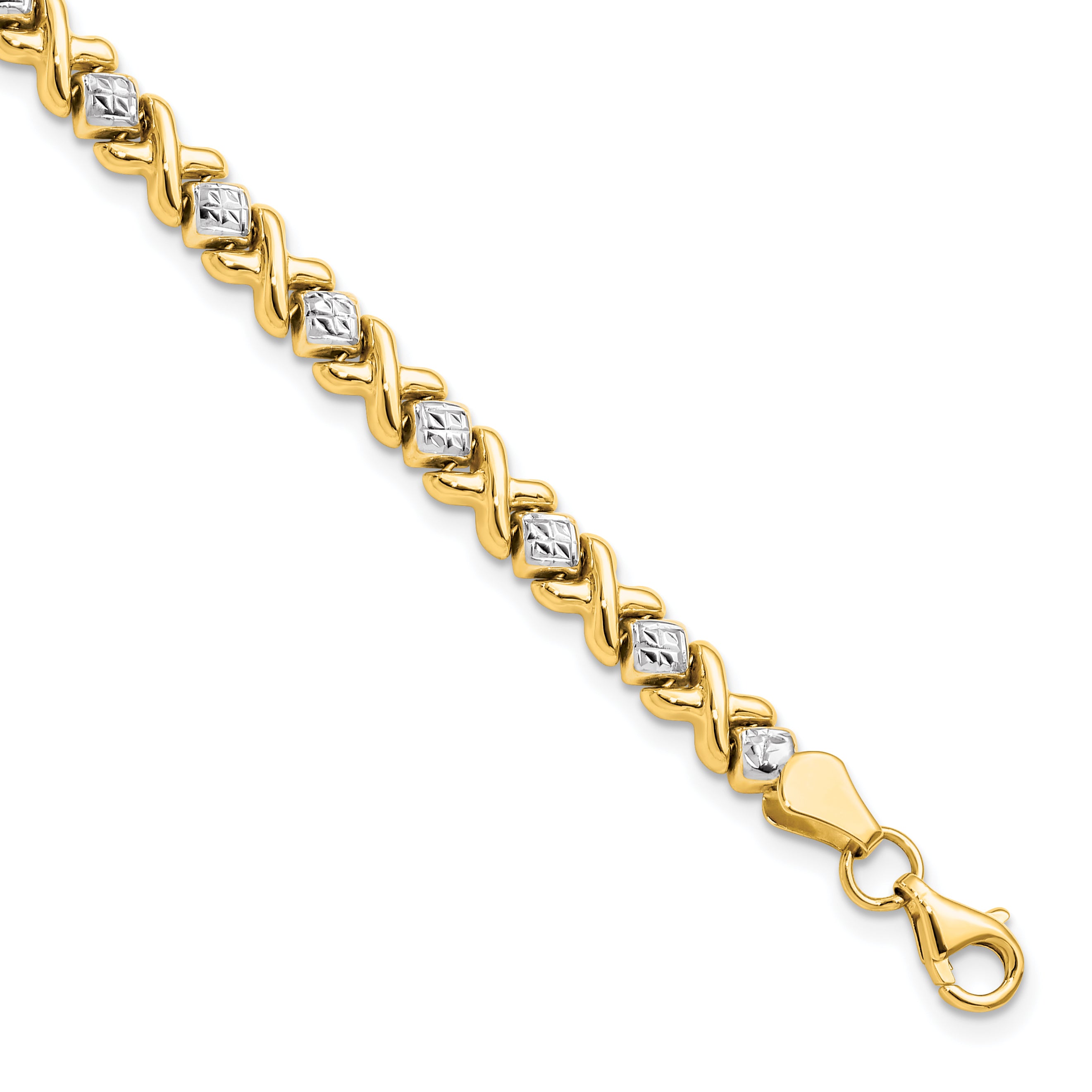 10K Yellow Gold with Rhodium D/C Bracelet
