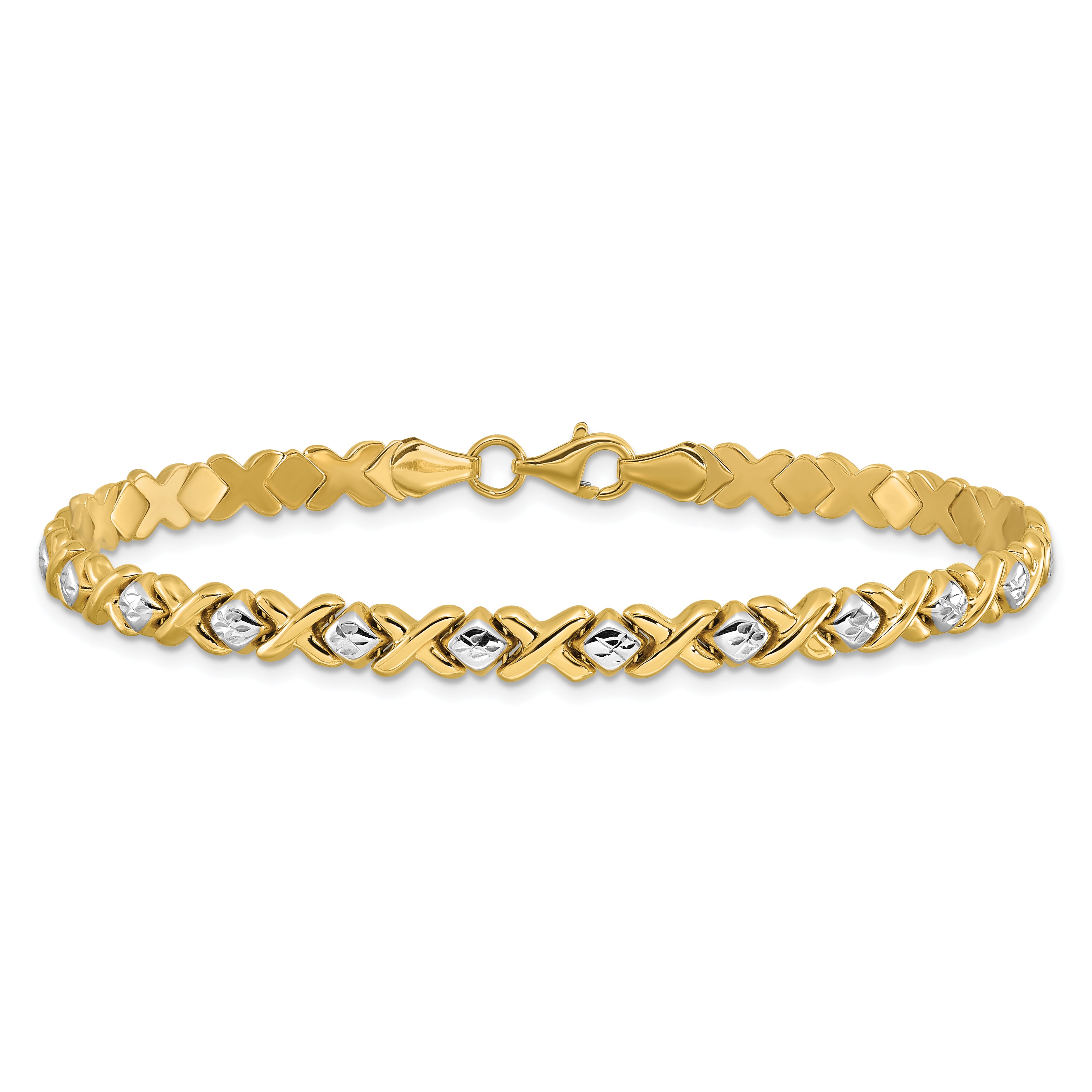 10K with Rhodium Polished and D/C Bracelet